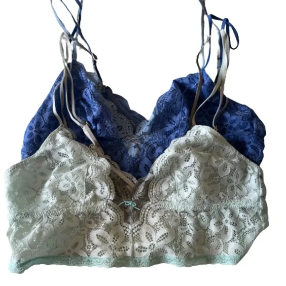 AERIE lace long line bralettes, two toned set - Picture 2 of 7